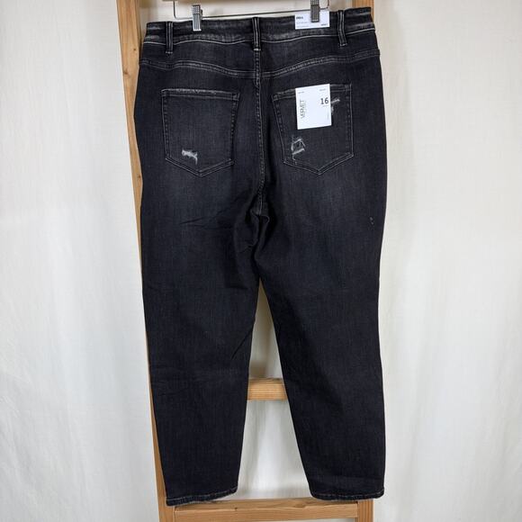 NWT Vervet Flying Monkey Black Distressed Mom Jeans #1395 Size 16 - Picture 3 of 4